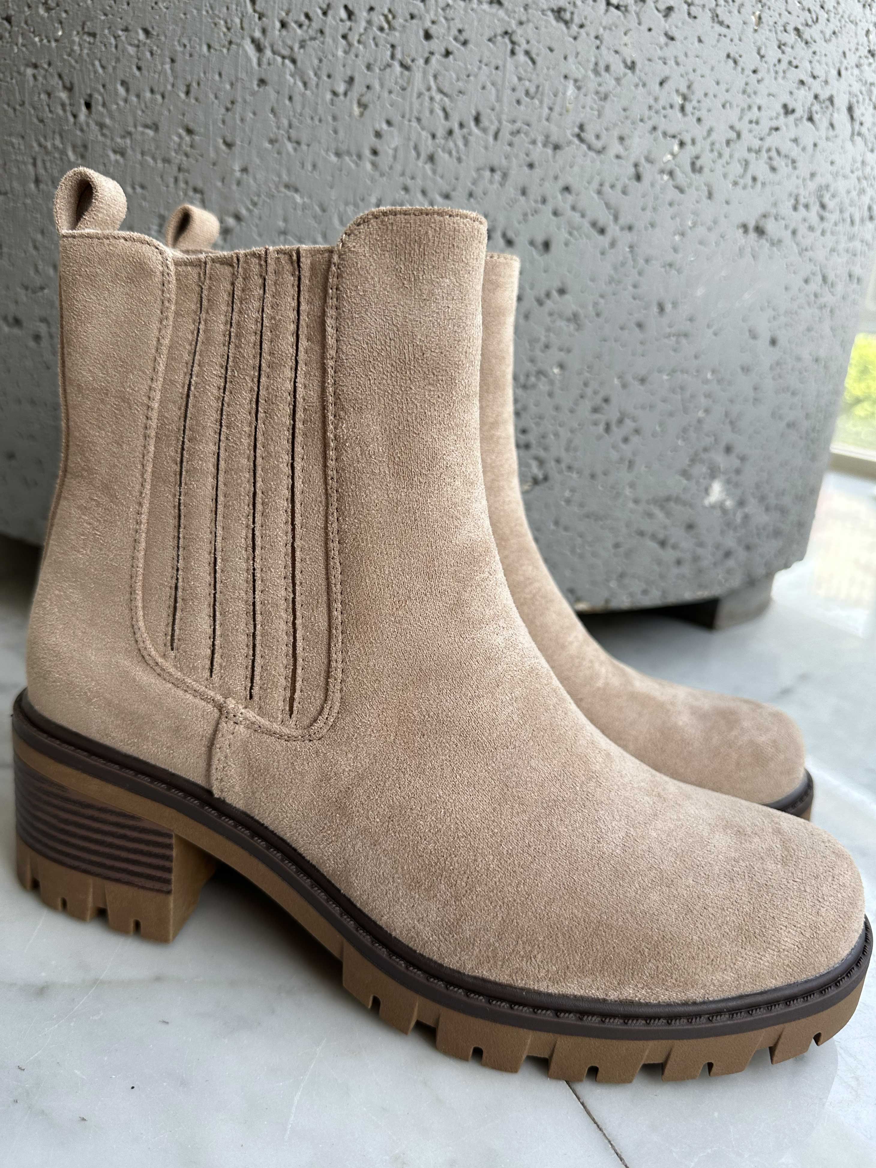 Cuba - Støvler i ruskindslook med bred hæl